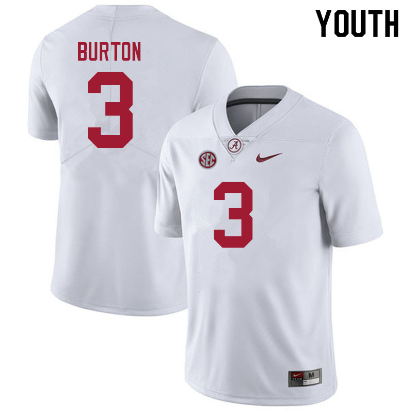 Youth #3 Jermaine Burton Alabama White Tide College Football Jerseys Sale-White